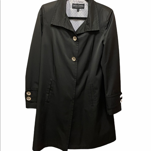 Simon Chang Black Trench Coat | Size 6 - Picture 1 of 8